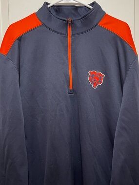 NFL Chicago Bears! Navy & Orange Half-Zip Football Athletic Pullover Mens 3XL